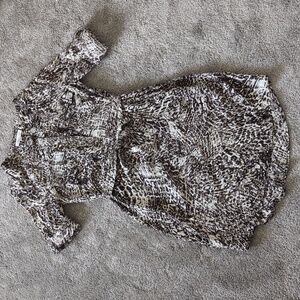 Animal Print Long Sleeve Shirt Dress